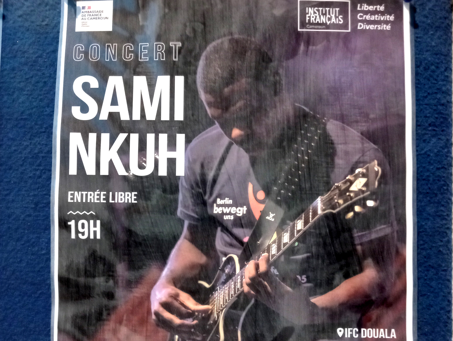 L’affiche du concert de Sami NKUH à l’Institut français de Douala © Globe Reporters