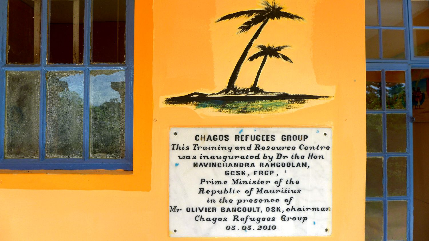 Le siège du Groupe Réfugiés Chagos a été inauguré en 2010 à Pointe Aux Sables, près de Port-Louis.