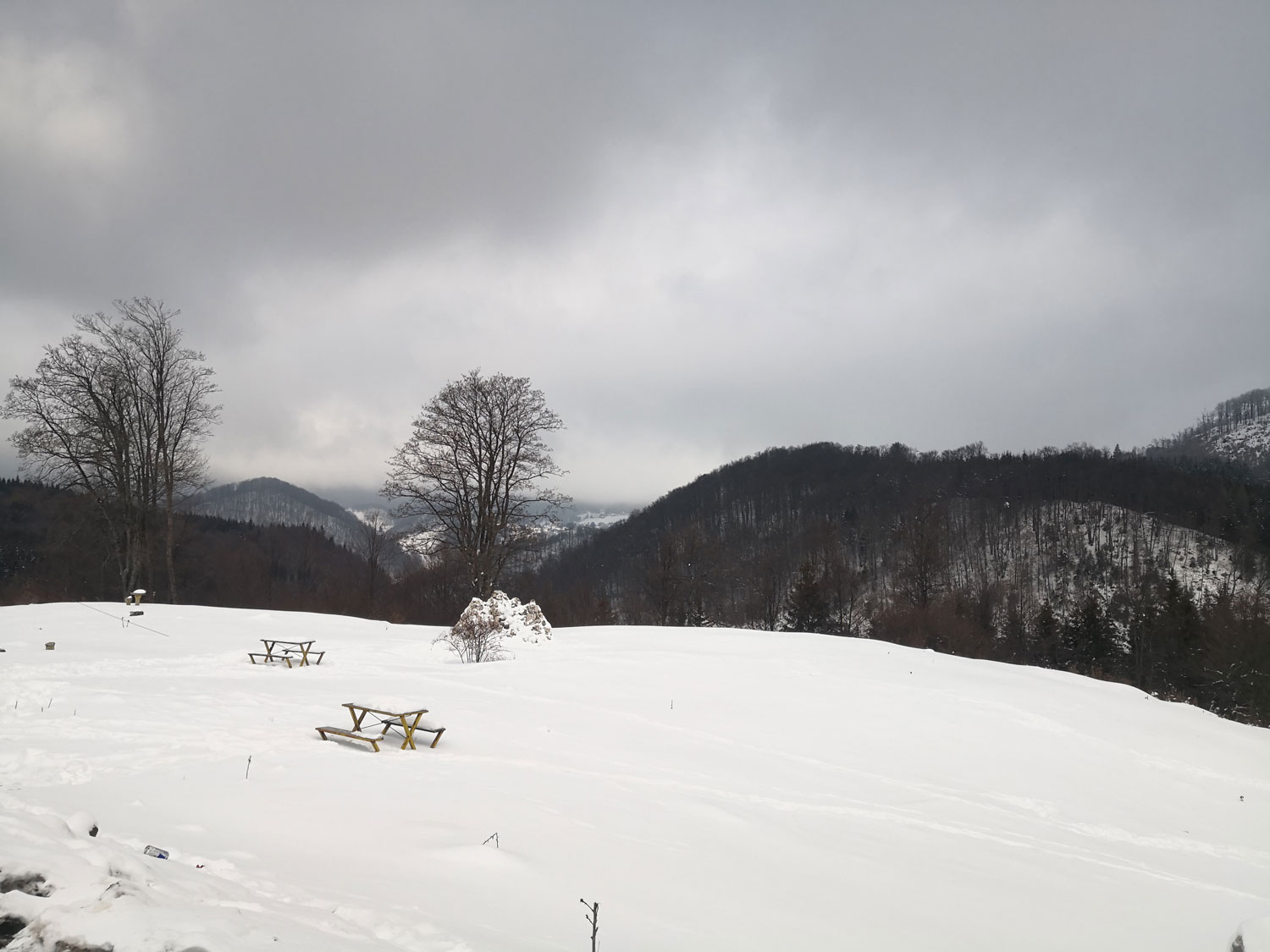 Paysage enneigé sur les montagnes au-dessus de Brașov © Globe Reporters