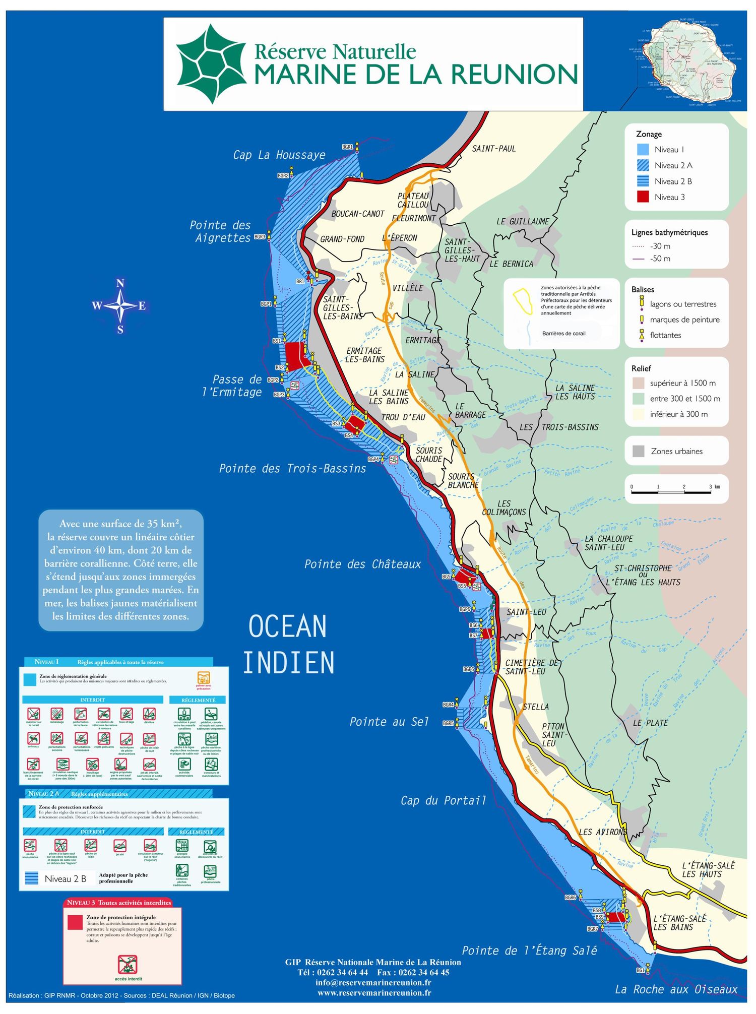 La carte de la Réserve naturelle marine.