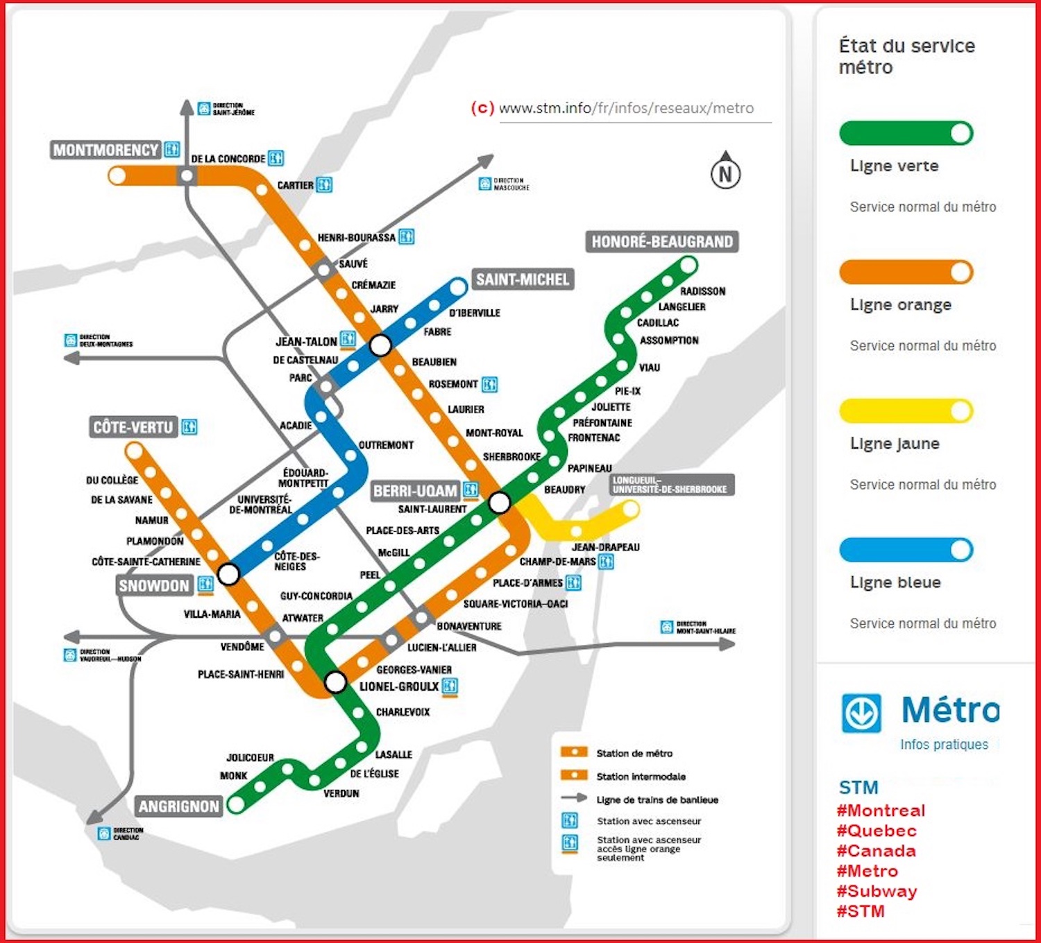 Plan du métro de Montréal © Globe Reporters