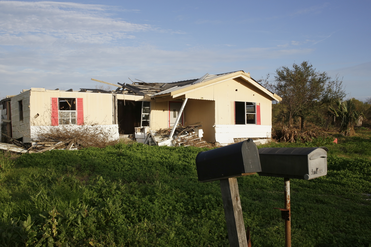 Une maison de l’Isle de Jean Charles détruite par l’ouragan Ida en 2021 © Globe Reporters