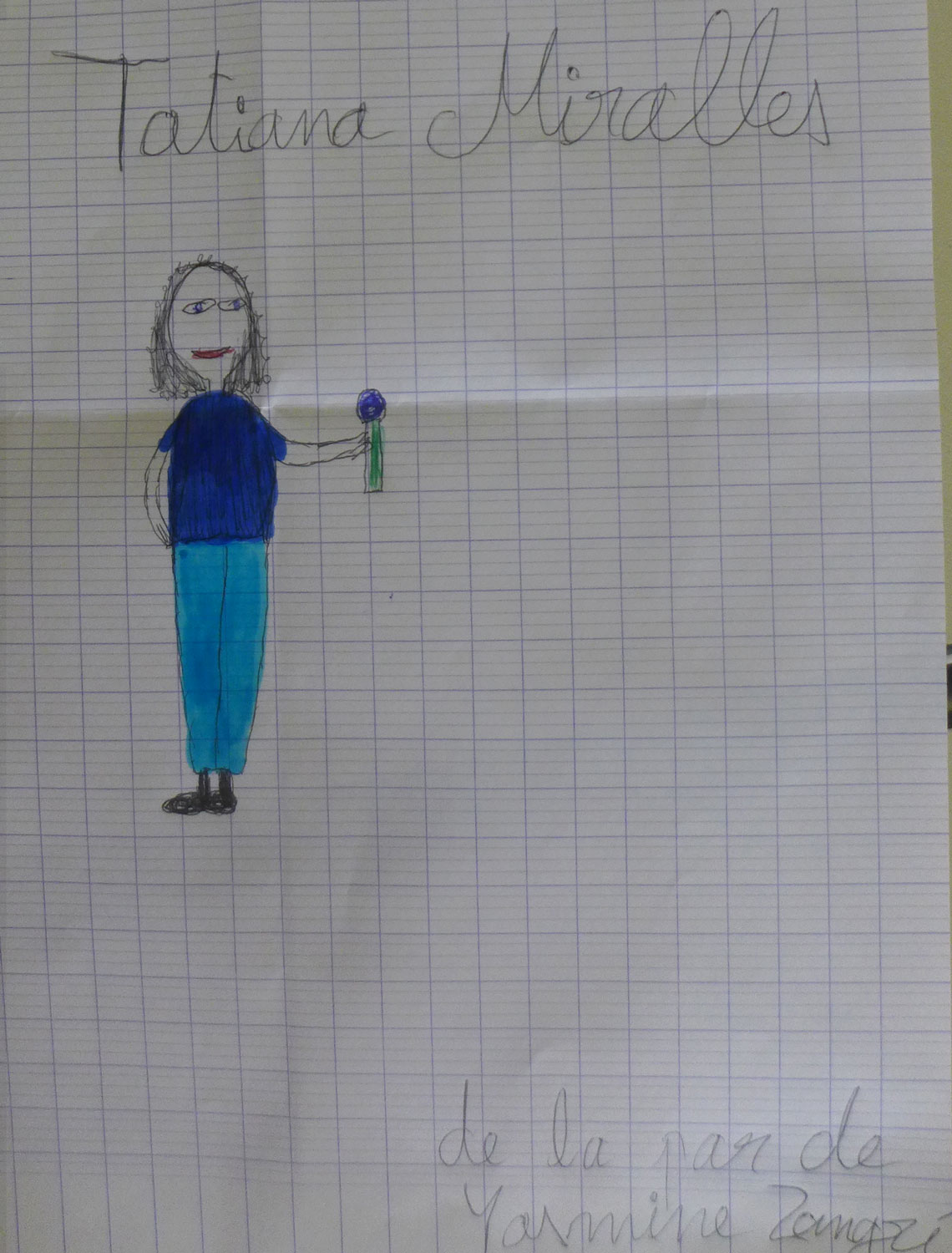 À la fin des enregistrements, une élève donne ce portrait à l’envoyée spéciale pour la remercier de sa visite.
