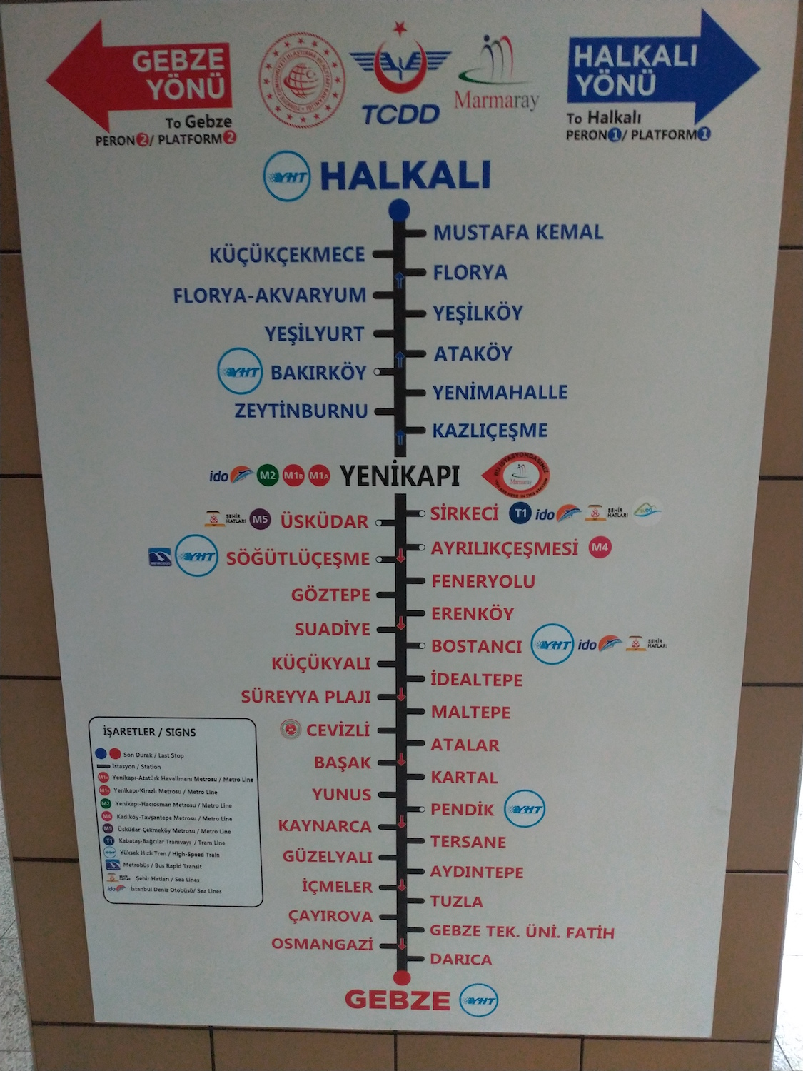 Avec une longueur de 75 km, le Marmaray permet d’effectuer le trajet entre le quartier de Halkali, à l’ouest d’Istanbul, et la ville de Gebze, à la périphérie Est, en deux heures. © Globe Reporters