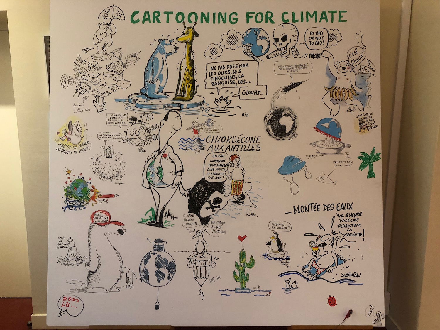 L’association Cartooning for peace, qui promeut le dessin de presse dans le monde a participé à sa façon à la COP26  © Globe Reporters