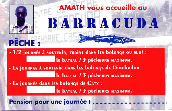 Prospectus du Barracuda à Carabane.