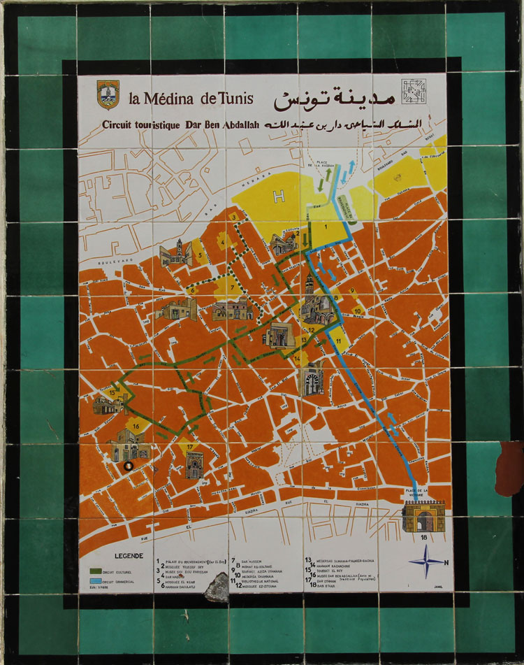 Le plan de la médina de Tunis.
