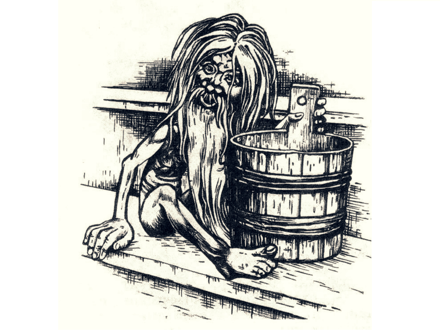 Bannik, l’esprit du bain chez les Russes Lipovènes (dessin d’Ivan Bilibine).
